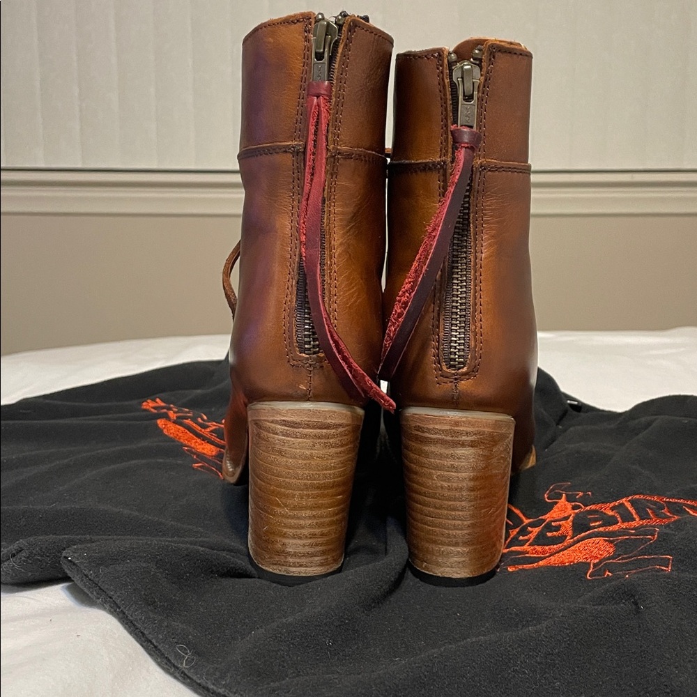 Freebird leather Borow heeled combat boots-Size 8, caramel brown - Picture 2 of 6